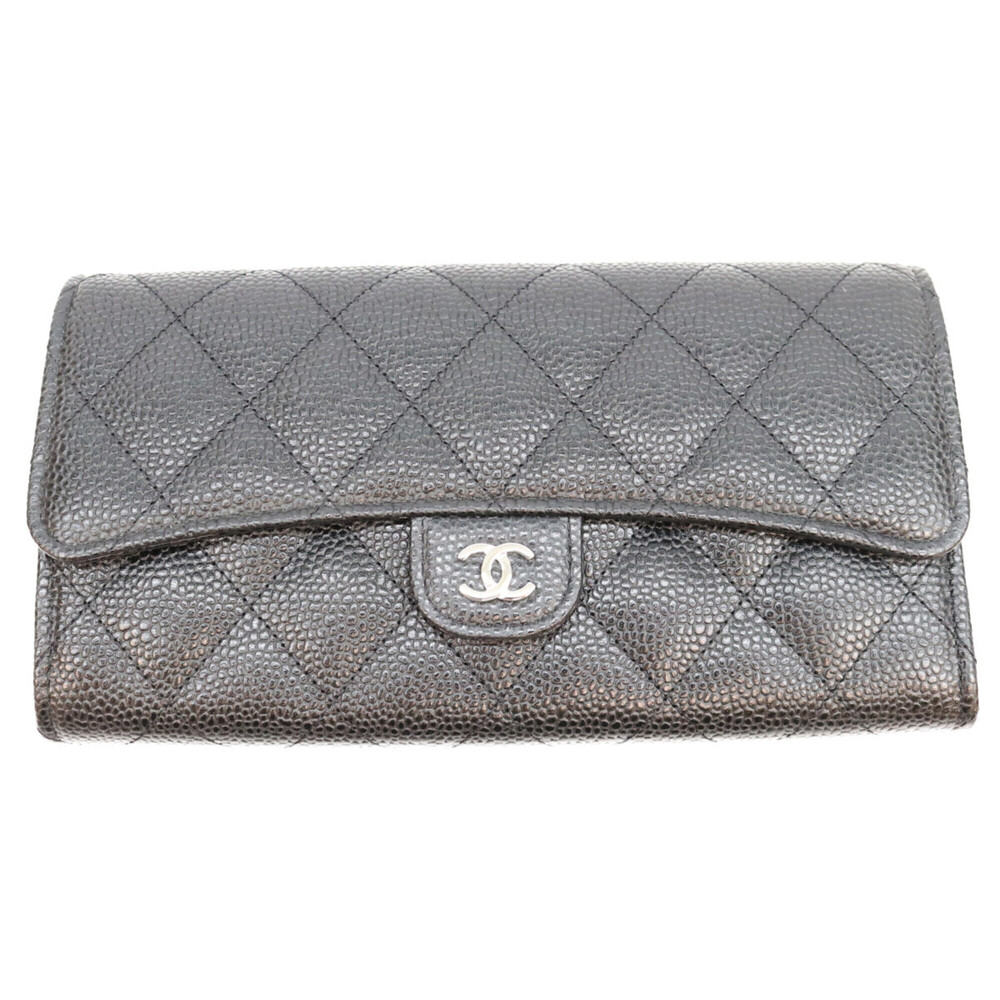 CHANEL Black Caviar Leather Wallet